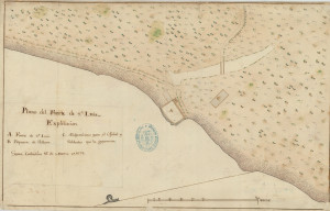 Forte de São Luís da Praia de Fora em mapa espanhol de 1778
